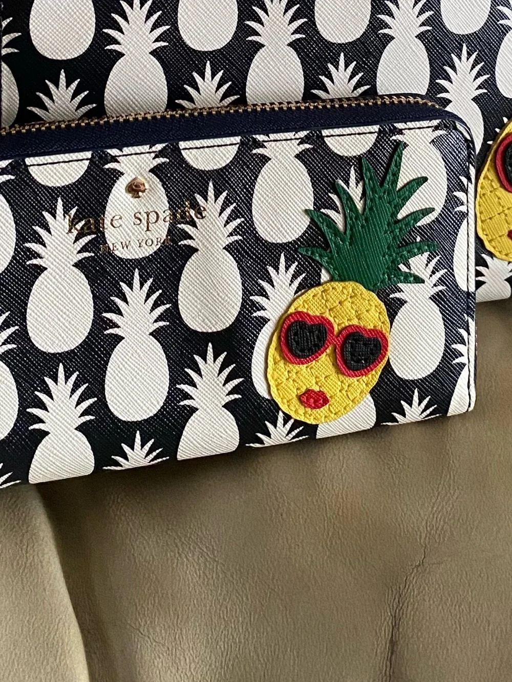 RARE Kate Spade Pineapple Print Wallet Aloha Hawaii Applique NO BAG